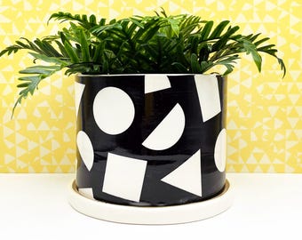Black Shapes Ceramic Planter-large