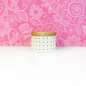 Pin Dot Ceramic Salt Cellar with Wood Lid
