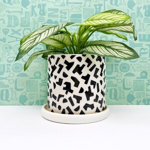 Small Black Shapes Ceramic Planter-medium