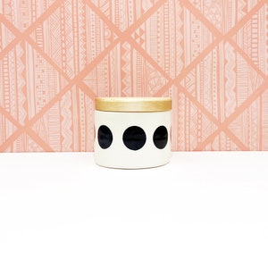 Black Dot Ceramic Salt Cellar with Wood Lid