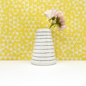 Dotted Stripe Ceramic Bud Vase