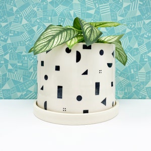 Small Black Shapes Ceramic Planter-large