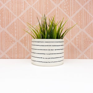 Dotted Stripe Ceramic Planter-small