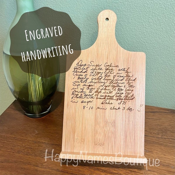 Engraved cookbook stand / hand written recipe engraving / custom  cookbook holder / house warming gift / wedding gift