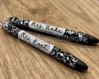 Composition book glitter pen / confetti glitter pen / custom epoxy glitter pen / refillable ink joy pen / monogrammed teacher gift