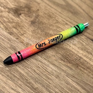 Neon ombré crayon glitter pen / rainbow glitter pen / custom epoxy glitter pen / refillable ink joy pen / teacher gift