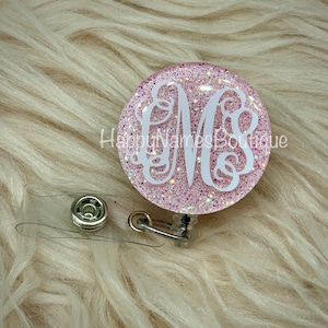 Monogram badge reel / custom glitter monogram badge reel / Nurse badge reel / personalized teacher badge reel / L and D nurse badge holder