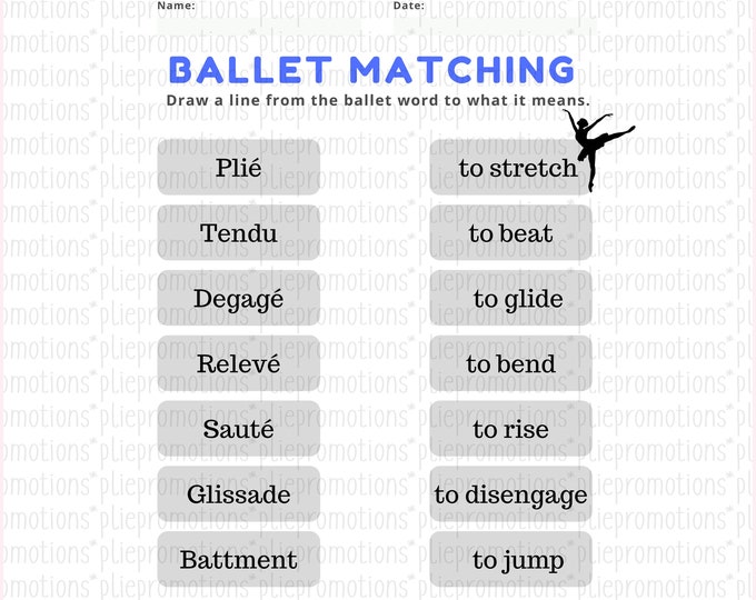 Ballet Class Worksheet Ballet Resources Ballet Terminology - Etsy