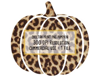 Leopard Print Pumpkin PNG, cheetah pumpkin, digital download clipart, fall and halloween sublimation designs, commercial use, leopard print