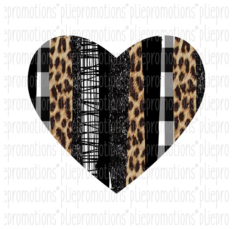 Cheetah print love heart file black and cheetah print Etsy