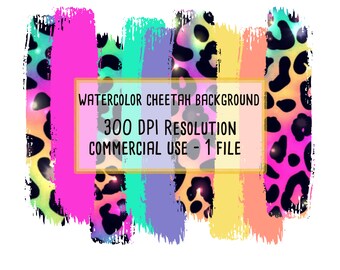 Cheetah print clip art, watercolor brush strokes, tropical brush strokes, leopard print, digital background, commercial use, tie dye PNG