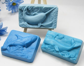 Whale Soap Gift Set, Narwhal, Orca, Sperm Whale, Ocean Decor