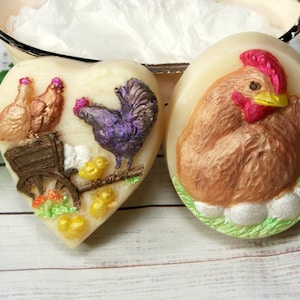 Chicken Soap, Hand Painted with Chicken Details, Gift for Chicken Lover, Chicken Decor, Chicken Bathroom