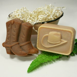 Cowboy Hat and Boots Soap Set, Gift for Cowboy or Cowgirl, Western Decor, Ranch Decor, Rodeo Themed Gift, Gift for Him or Her