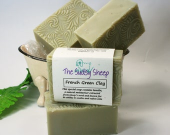 SOAP - French Green Clay, Lanolin-Enriched Cold-Process Artisan Hand-Crafted Bar Soap