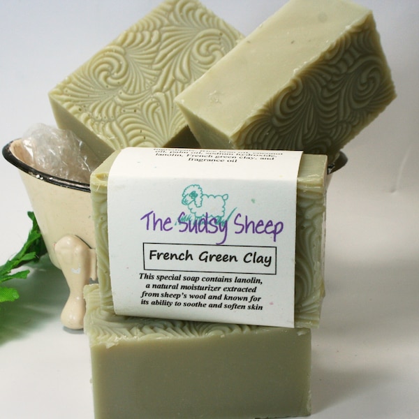 SOAP - French Green Clay, Lanolin-Enriched Cold-Process Artisan Hand-Crafted Bar Soap
