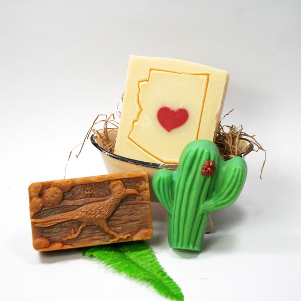 Arizona Soap Set, Arizona Gift, Arizona Souvenir, AZ Soap Set, Cactus Soap, Roadrunner Soap, Arizona Themed Gift, Moving to Arizona Gift