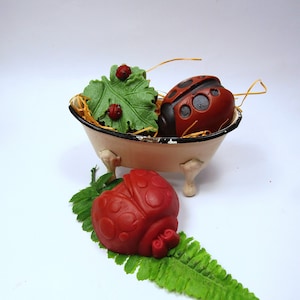 Ladybug Soap Set, Ladybug Lover Gift, Ladybug Gift for Mom, Gift for Ladybug Lover Friend, Garden Soap, Ladybug Decor