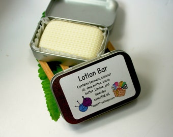 Lotion Bar for Quilters, Lanolin Enriched Solid Hand Cream for Dry Hands, Gift for Knitter or Quilter, Soothing Lotion Bar