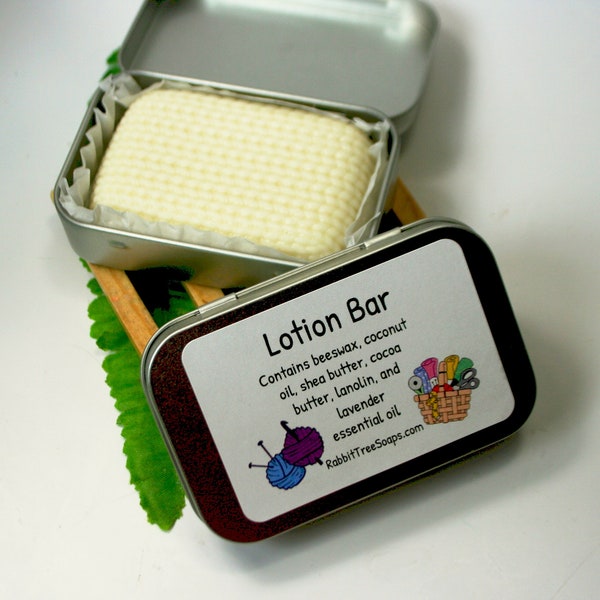 Lotion Bar for Quilters, Lanolin Enriched Solid Hand Cream for Dry Hands, Gift for Knitter or Quilter, Soothing Lotion Bar