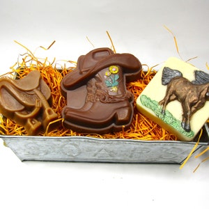 Horse, Cowgirl Boots, and Saddle Soap Set, Gift for Horse Lover, Barrel Racer Gift, Feminine Western Gift, Girlie Western Gift