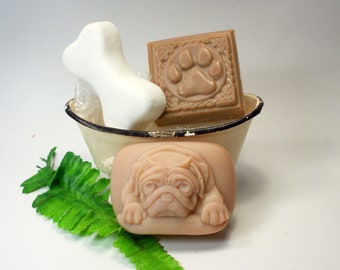 Pug Dog Soap Gift Set: Handmade Glycerin Soap