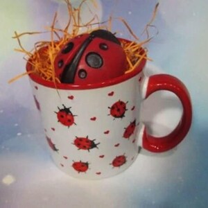 Ladybug Soap with Ladybug Mug, Gift for Ladybug Lover, Ladybird Soap and Mug Set, Gift for Mom, Gift for Ladybug Loving Friend