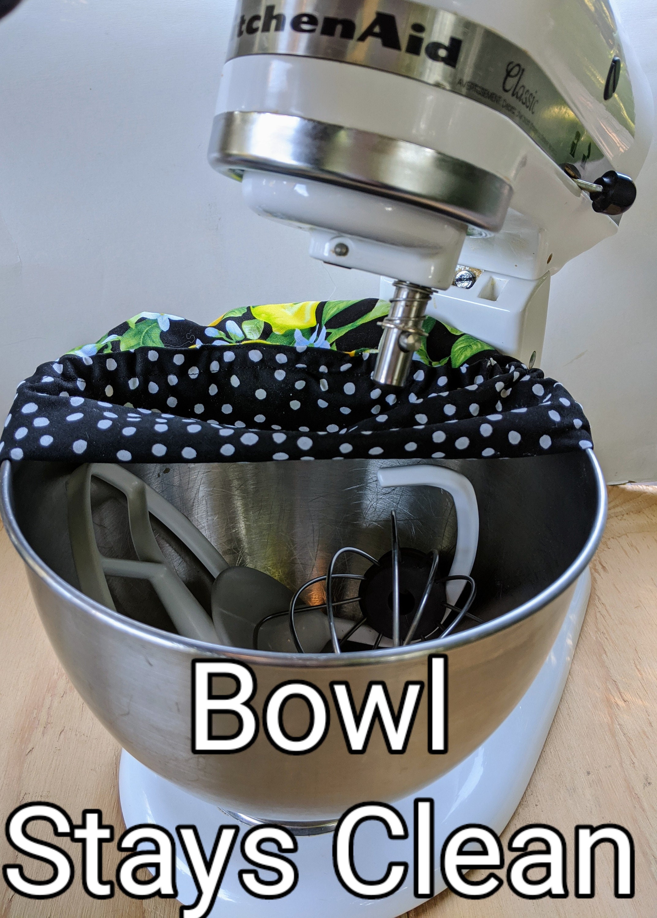 Black Buffalo Check Kitchen Stand Mixer Bowl Cover Reversible Polka Dot  Back 