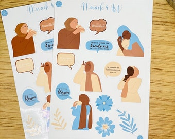 Shades of Muslimah reminder, Islamic Sticker Sheet, Muslimah Stickers, Islamic Art, Islamic Planner, Hijabi Stickers, Islamic Journaling