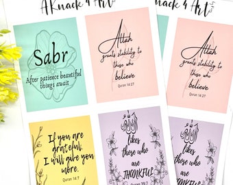 Islamic Quotes, Pastel stickers, Islamic Sticker Sheet, Muslim Stickers, Islamic Art, Islamic Planner, Islamic Journaling, Islamic Quotes