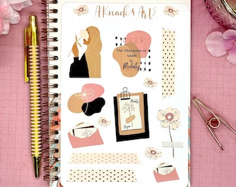 The Character of Islam is Modesty, Islamic Sticker Sheet, Muslimah Stickers, Islamic Planner, Hijabi Stickers, Islamic Journaling