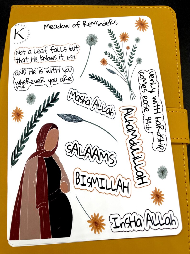 Hoja de pegatinas islámicas "Prado de recordatorios", pegatinas musulmanas, pegatinas musulmanas, planificador islámico, pegatinas hiyab, citas islámicas imagen 14