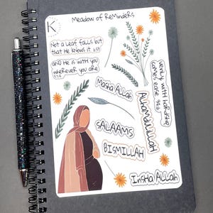 Hoja de pegatinas islámicas "Prado de recordatorios", pegatinas musulmanas, pegatinas musulmanas, planificador islámico, pegatinas hiyab, citas islámicas imagen 2