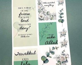 Tawakkul & Sabr Islamic Sticker Sheet, Muslim Stickers, Islamic Art, Islamic Planner, Islamic Journaling, Islamic Quotes