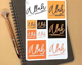 Allah swt Islamic Sticker Sheet, Muslim Stickers, Islamic Art, Islamic Planner, Hijabi Stickers, Islamic Journaling, Islamic Quotes