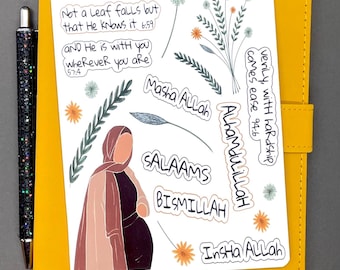 Meadow of Reminders Islamic Sticker Sheet, Muslimah Stickers, Muslim Stickers, Islamic Planner, Hijabi Stickers, Islamic Quotes