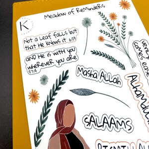 Hoja de pegatinas islámicas "Prado de recordatorios", pegatinas musulmanas, pegatinas musulmanas, planificador islámico, pegatinas hiyab, citas islámicas imagen 13
