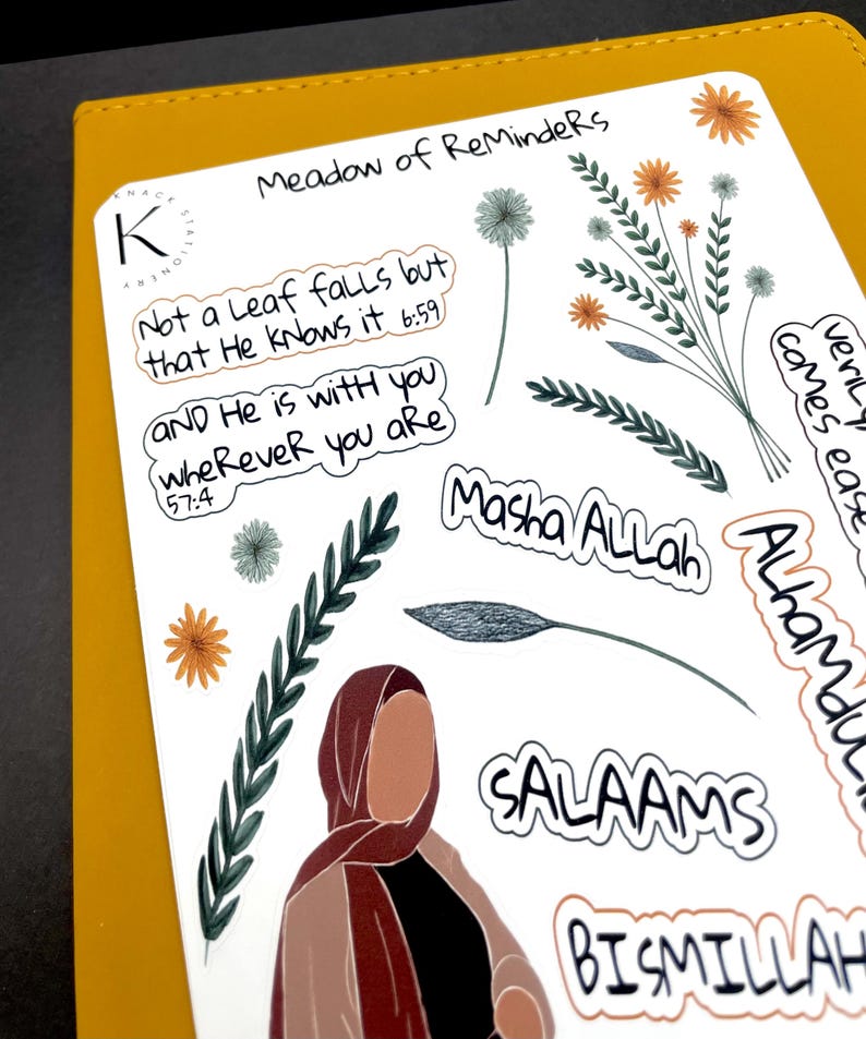 Hoja de pegatinas islámicas "Prado de recordatorios", pegatinas musulmanas, pegatinas musulmanas, planificador islámico, pegatinas hiyab, citas islámicas imagen 13