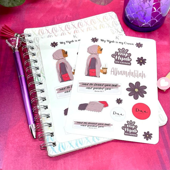 My Hijab is my Crown, Purple, Islamic Sticker Sheet, Muslimah Stickers, Islamic Planner, Hijabi Stickers, Islamic Journaling