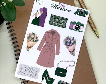 Green Theme, Museum Inspired, Islamic Sticker Sheet, Muslimah Stickers, Islamic Art, Islamic Planner, Hijabi Stickers, Islamic Journaling