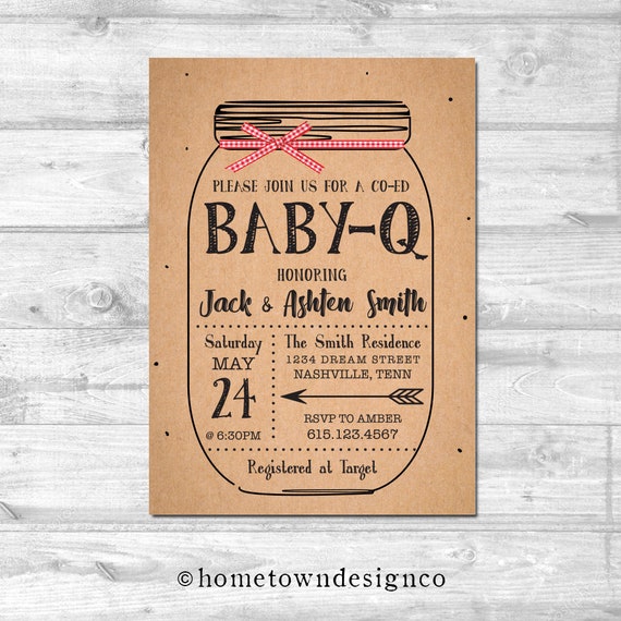 Couples Baby Shower Invitation Burgers Bbq Baby Talk Co Ed Etsy