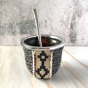 Arpillera-guarda pampa  Mate cup & Bombilla SET