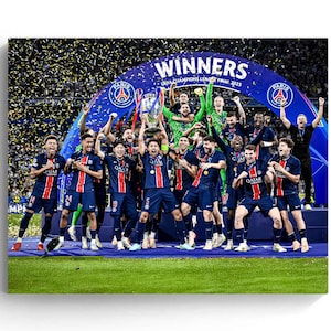 Lienzo decorativo para pared con el ganador de la UEFA Champions League 2025 del PSG, póster con impresiones de la UCL, imagen enmarcada de celebración del fútbol, decoración de regalo para fans del Paris Saint-Germain