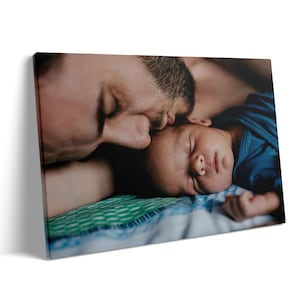 Foto personalizzata su tela, stampa artistica da parete, regalo personalizzato per la festa del papà, tela con cornice galleggiante, quadro su tela personalizzato per la famiglia