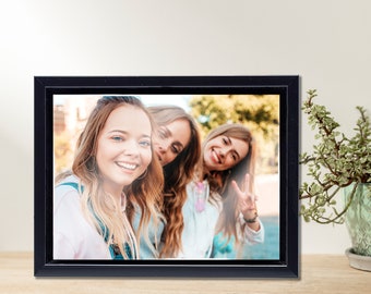 Custom Picture Rustic Wooden Photo Black Frames with Wood Floating Frame and High Aluminum plate Tabletop or Desktop Display