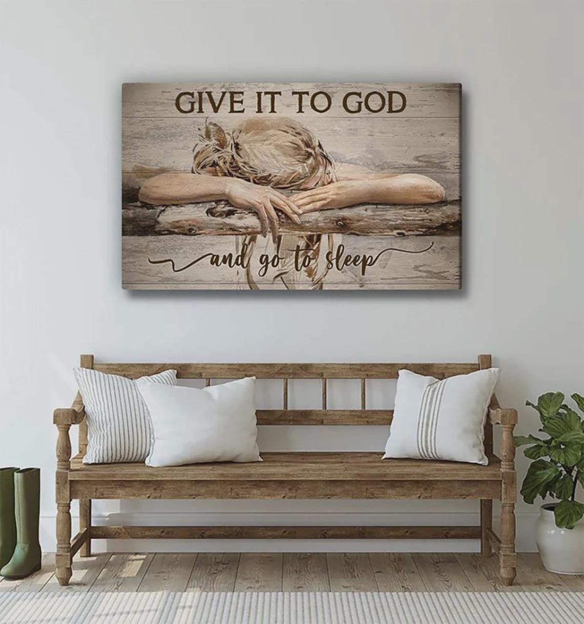 Inspirational Christian Canvas Art: 'Give It to God' Quote