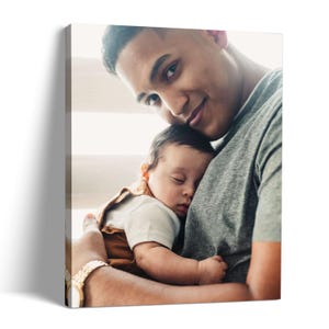 Foto personalizzata su tela, stampa artistica da parete, regalo personalizzato per la festa del papà, tela con cornice galleggiante, quadro su tela personalizzato per la famiglia