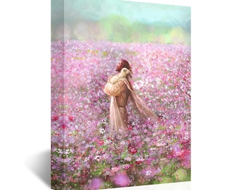 Jesus The Good Shepherd Canvas Print: Floral Christian Wall Art