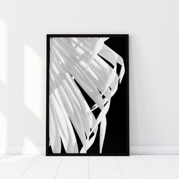 Palm Wing Feather, Tropical print, Minimalist print, Botanical Print, Scandinavian Decor, Black & white photography, Palm wing, Palm feather