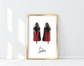 Louboutin Black Stiletto Heels Print, Glam Decor Poster, So Kate 120 Pumps Fashion Photo, Haute couture Wall Art, Sexy Red Soles Stilettos